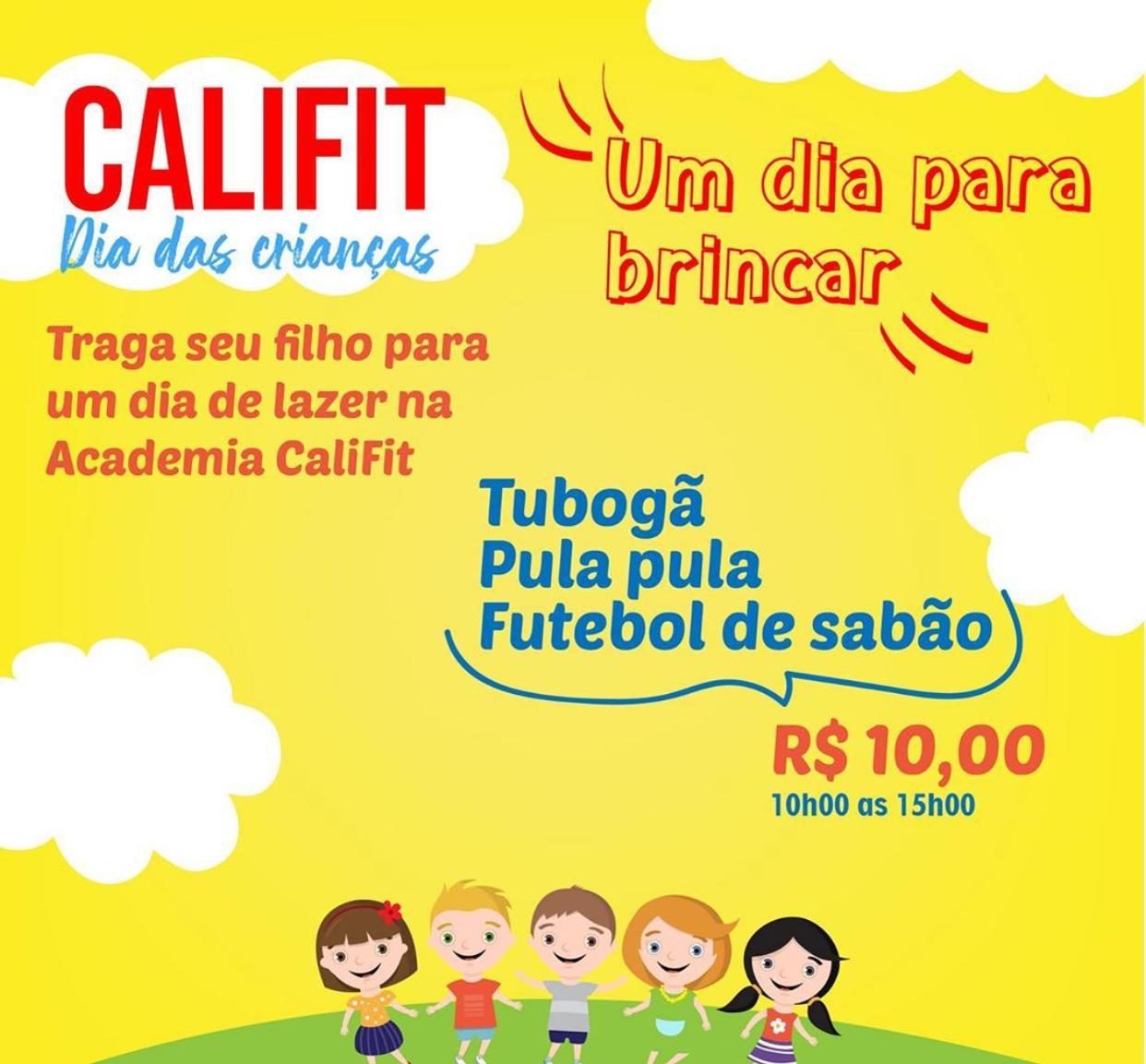 Ação para as crianças na Cali Fit Academia