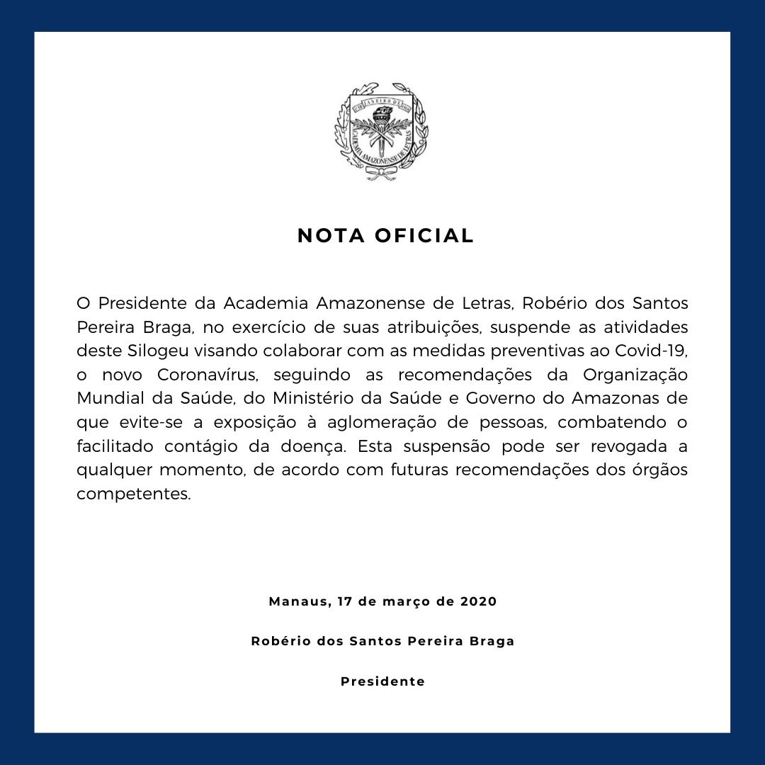 Academia Amazonense de Letras suspende atividades