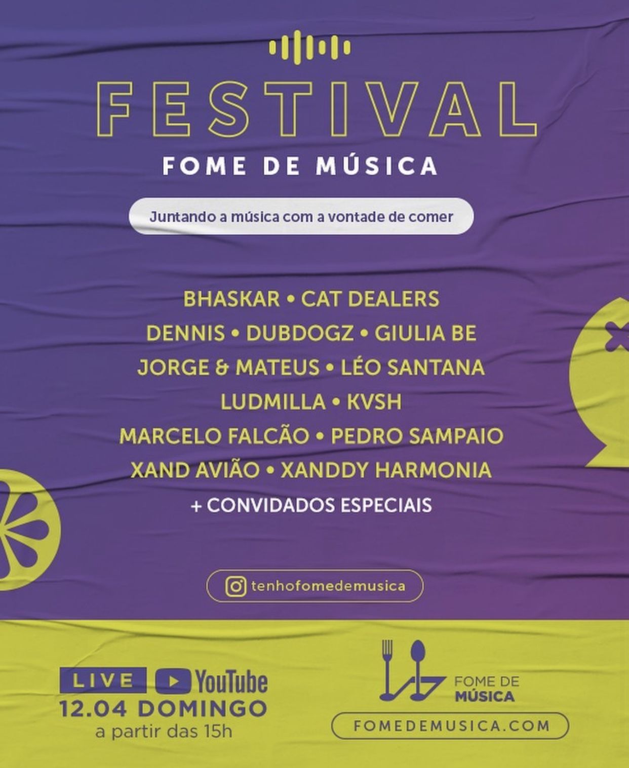 Transmitido pelo Multishow, Festival Fome de Música já conta com vários artistas