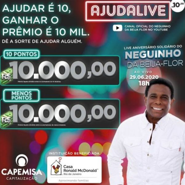 Neguinho da Beija-Flor faz live no dia do aniversário