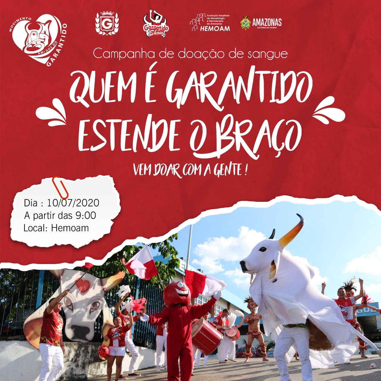 Doadores de sangue da Hemoam ganham pocket show do Bumbá Garantido