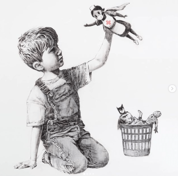 Obra de R$ 23 mi de Banksy será leiloada para ajudar a saúde pública britânica