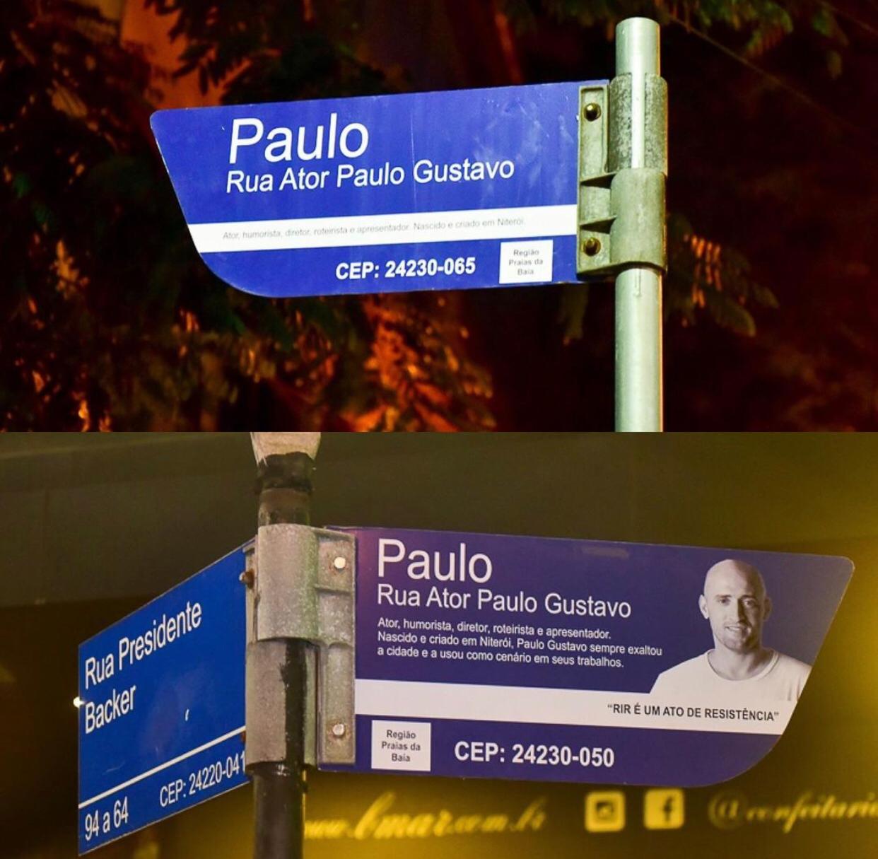 Placas da Rua Ator Paulo Gustavo são instaladas em Niterói