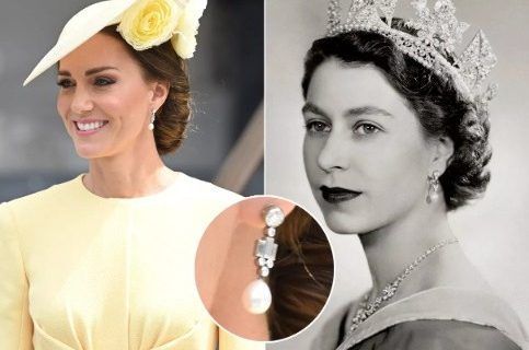 Kate Middleton usa os brincos da Rainha Elizabeth II no Jubileu