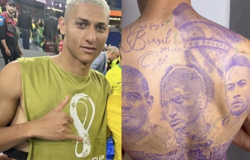 Richarlison tatua o próprio rosto, Neymar e Ronaldo