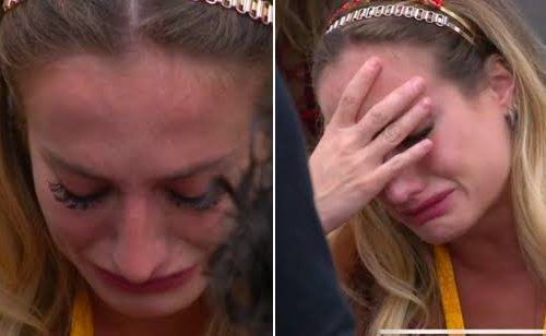Bruna chora após bronca de Tadeu Schmidt
