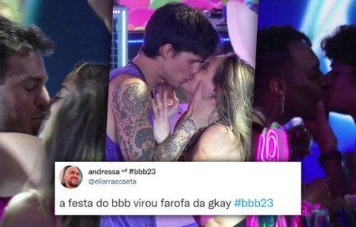 Web repercute beijos na primeira festa do BBB 23: 'Virou Farofa da Gkay'