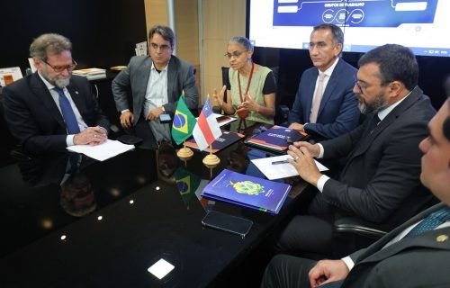 Wilson Lima e ministros Waldez Góes e Marina Silva anunciam força-tarefa para enfrentamento da estiagem no Amazonas
