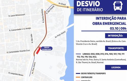 Via da zona Oeste é interditada e altera trânsito no Santo Antônio