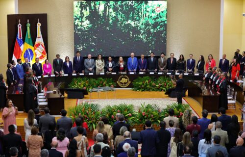 Presidente e vice-presidente do TCE-AM prestigiam recondução de Leda Mara à chefia do MPAM